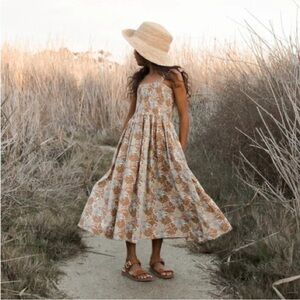 Rylee + Cru kids safari dress- Tan, Cream, Bku Spaghetti Strap Sundress 4-5 yr